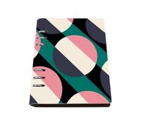 Pale Pink Cream Navy Circles Notebook, Pu Leather Notebooks, Lined Paper College Notebook 180Pages/90Sheets, Work Book for Writing, A5 Notepad for Study, University Stationery Women Man