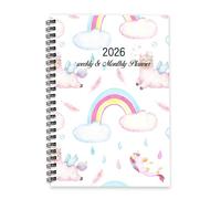 Pale Pink Feathers 2026 Notebook A5 To Do List Notebook Planner Ladies 2026 Diary Diary Planner for Teacher Week To View Monthly Year with Dotted Line Note Page Slim