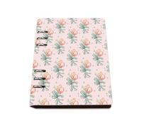 Pale Pink Flowers Notebook, Pu Leather Notebooks, Lined Paper University Notebook 180Pages/90Sheets, Notes Book for Study, Workbook for Home, College Supplies Journal Diary