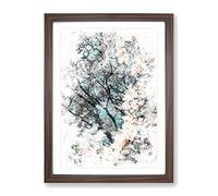 Pale Pink Magnolia Tree Watercolour Modern Framed Wall Art Print, Ready to Hang Picture for Living Room Bedroom Home Office Décor, Walnut A2 (64 x 46 cm)