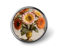 Pale Pink Yellow Bouquet Round Alloy Clothing Brooch
