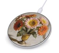 Pale Pink Yellow Bouquet Round Fast Wireless Charging Pad
