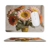Pale Pink Yellow Bouquet Stitched Edge Mouse Pad