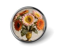 Pale Pink Yellow Orane Vintage Sunflower Badges Pin, Personalized Exquisite Round Badge, 1 Inch Button Pins for Women And Men, Decorative Metal Round Brooch for Clothing, Backpacks, And Hats