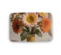 Pale Pink Yellow Orane Vintage Sunflower Floor Mat 15.7"x23.6 " Stylish Multifunctional Coral Fleece Rugs Soft Super Absorbent Patterned Thick Bath Mats for Bathroom Floor,Dressing Table, Home Decor A