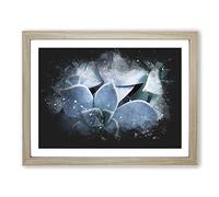 Pale Purple Succulent Plant Paint Splash Modern Art Framed Print | A3 Oak Framed Wall Art | Ready to Hang | Modern Floral Picture | Living Room Bedroom Lounge Office