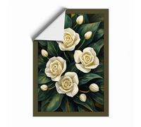 Pale Roses in Green Botanical Unframed Wall Art Print A1 (84.1×59.4cm), Wall Decor for Living Room, Bedroom, Office & Home, Art Gift