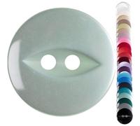Pale Teal Baby Cardigan Buttons, 11 mm Fish Eye - Pack of 10 Matching Plastic Buttons for Baby Cardigans, Newborn Knits, Christening Sets, Knitting & Repairs - Giddy Square