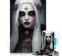 Pale Vampire Woman with Green Eyes 1000 Piece Jigsaw Puzzles for Adults Jigsaw Enhance Memory Gentle Leisure Firm Cut (50x75cm)