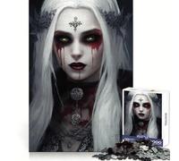 Pale Vampire Woman with Green Eyes Hard Jigsaw Puzzle for Adults 1000 Pieces Memory Lift Easy Leisure Image Assembly Artistic Gift (38x26cm)