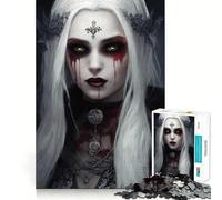 Pale Vampire Woman with Green Eyes Hard Jigsaw Puzzle for Adults 1000 Pieces Memory Lift Easy Leisure Image Assembly Artistic Gift (38x26cm)