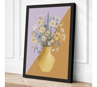 Pale Vase with Daisies Canvas Wall Art Print 36x24 Inch (91 x 61 cm)