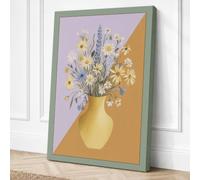 Pale Vase with Daisies Canvas Wall Art Print 36x24 Inch (91 x 61 cm)