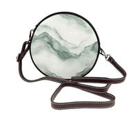 Pale White Marble Misty Mountains Women Round Crossbody Bags Leather Sling Bag Purse