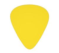 Pale yellow guitar picks in three different thicknesses, suitable for electric guitar and band players