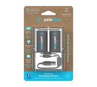 Paleblue Rechargeable C Batteries with USB-C Charger, Lithium-ion 1.5V 3700 mAh, Charges Under 3.5 Hours, Over 1000 Cycles, 2-in-1 USB to USB-C Charging Cable, LED Charge Indicator, 2-Pack