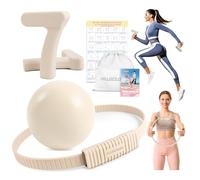 Paleclouds Pilates Kit with Ergonomic 7 Shaped Dumbbells - 2 Pounds & Pilates Ring for Women at Home, Silicone Pates Equipment, Includes Yoga Ball, Portable Bag & Training Guide | Beige