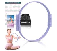 Paleclouds Pilates Ring, 13.5" Silicone Magic Circle with Training Poster & Portable Bag, Double Handle Yoga Pilates Hoop for Women Home Fitness, Core Strength, Arms & Legs Toning