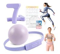 Paleclouds Pilates Ring Set, Pilates Essential Kit with Pilates Ring and Ball, 2.2lb *2 Ergonomic 7-Shaped Dumbbells, Portable Bag & Training Poster, at Home Workouts Pilates Sets for Women (Purple)
