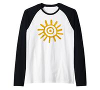 Paleo Sun Design Petroglyph Golden Sun Symbol Raglan Baseball Tee