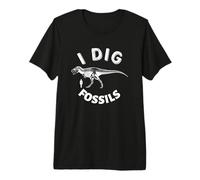Paleontology I Dig Fossils Dinosaur Skeleton and Human Premium T-Shirt