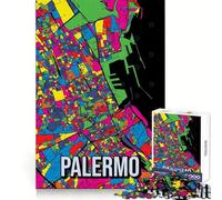 Palermo City Map Art 1000 Piece Puzzle For Teenagers Mental Exercise Mind Calming Fun Snug Lock Holiday Treat size 38x52cm