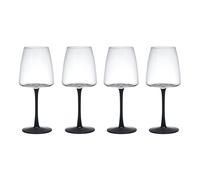 MIKASA Palermo White Wine Glasses, Set of 4 Clear Crystal Glasses, 400ml Black Stemmed Wine Glass Set, Elegant Glassware for Weddings, Parties, Celebrations, Drinkware Gift Set