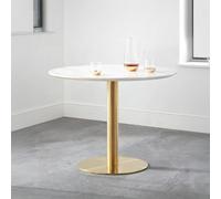 Palermo Dining Table - 2 Seater - 100cm - Round - White Marble Effect and Gold