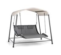 Palermo Double Swing Lounger Freestanding Steel Frame Cushion Roof Grey