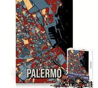 Palermo Italy Sicily City Map for Adults 1000 Piece Jigsaw Puzzle Memory Boost Leisure Activity Clean Edges Great Gift size 38x52cm