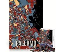 Palermo Italy Sicily City Map Jigsaws for Adults1000 Pieces Mental Dexterity Light Recreation Flawless Fit Lovely Gift size 50x75cm