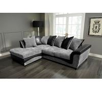 Palermo Jumbo Cord 4 Seater Left Hand Facing Corner Sofa Black-Grey