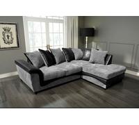 Palermo Jumbo Cord 4 Seater Right Hand Facing Corner Sofa Black-Grey