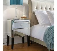 Palermo - Mirrored 2 Drawer Bedside Table - Mirror/Black - Mirror/Wooden - Happy Beds