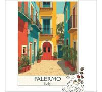 Palermo Sicily Poster 1000 jigsaw puzzle | perfect indoor activity for a rainy day when the weather keeps the whole family at home all afternoon38x52cm