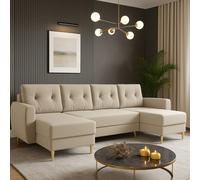 Palermo U Shaped Corner Sofa Bed With Storage 6 Colours Sprung Seat New Cream