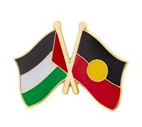 Palestine And Aboriginal Flag Crossed Enamel Pin Badge 2.4 x 1.9cm - Solidarity Awareness Lapel Pin, Cultural Unity Metal Brooch For Jackets, Bags And Collectors