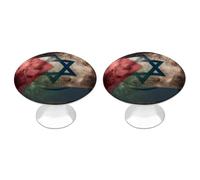 Palestine and Israel Flag Funny Cabinet Knobs 2 Pack Round Drawer Dresser Pulls Door Handles Knobs for Door Wardrobe