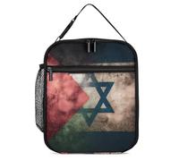 Palestine and Israel Flag Funny Lunch Bag Insulated Lunch Box with Detachable Handle for Work Travel Picnic