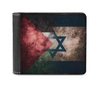 Palestine and Israel Flag Men's Wallet Bifold RFID Blocking Wallet Slim Billfold Pocket with Card Holders for Women