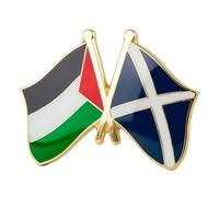 Palestine And Scotland Crossed Flags Enamel Pin Badge Solidarity Cultural Symbol Lapel Accessory Gold Tone Metal Souvenir Gift 1.5 x 2.4cm