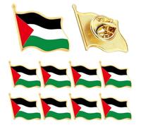 Palestine Badge, 10PCS Metal Palestine Pin, 0.8x1.12 Inch Free Badge for Women Men, Enamel Lapel Pin Armband for Patriotic Activities