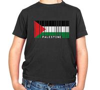 Palestine Barcode Style Flag - Childrens/Kids Crewneck T-Shirt - Black - M (7-8 Years)