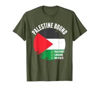 Palestine Bound Country Travel Palestinian Flag Vacation T-Shirt, Men, Olive Green, Medium