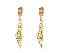 Palestine Dangle Drop Earrings for Women Palestine Map Country Flag Print Earrings Bring Them Home Now Patriotic Jewelry Judaica Gift (Map Islamic script gold 2)