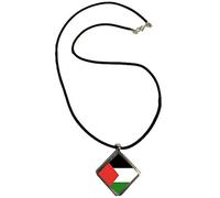 Palestine Diamond Shaped Metal Pendant With Black Cord Chain And Velvet Gift Bag
