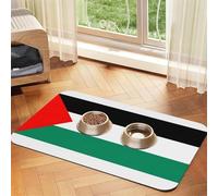 Palestine Flag Absorbent Leather Pet Tablecloth Non-Slip Dining Pad For Puppy Kitten Food Water Bowls