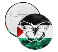 Palestine Flag And Butterflies Round Lapel Pin Badges Backpack Pins Brooch for Hats Clothing Decorations 20PCS