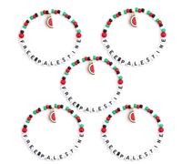 Palestine Flag Bracelet, Free Palestine Bracelet, Adjustable Beads Watermelon for Women Palestinian Bracelet Pendant Jewelry
