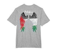 Palestine Flag Dad On Back Side Palestinian Angel Kids Wings T-Shirt, Men's Big and Tall, Heather Grey, 3X Tall